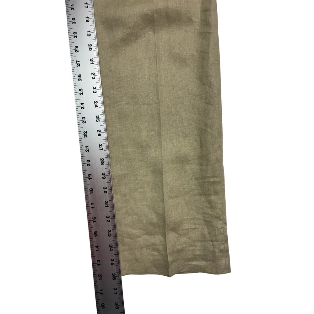 Calvin Klein 42L 34x36 Tan 2pc Pant Suit 100% Linen Lightweight Flat Front Mens